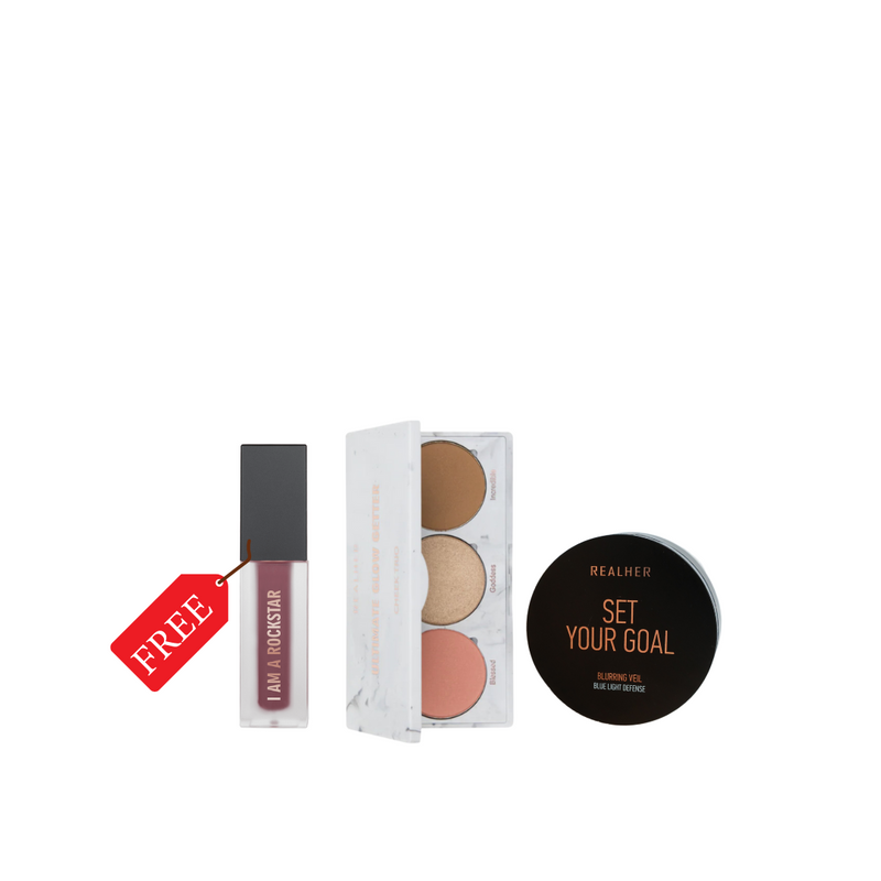 Blur Setting Powder + Glow Getter + Free Random Liquid Matte Lipstick